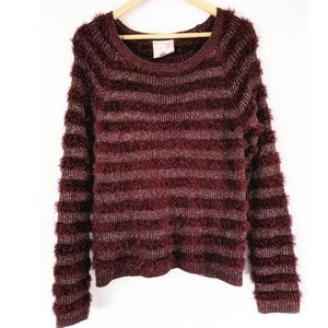 Romeo & Juliet Women's Merlot Striped Sweater - M